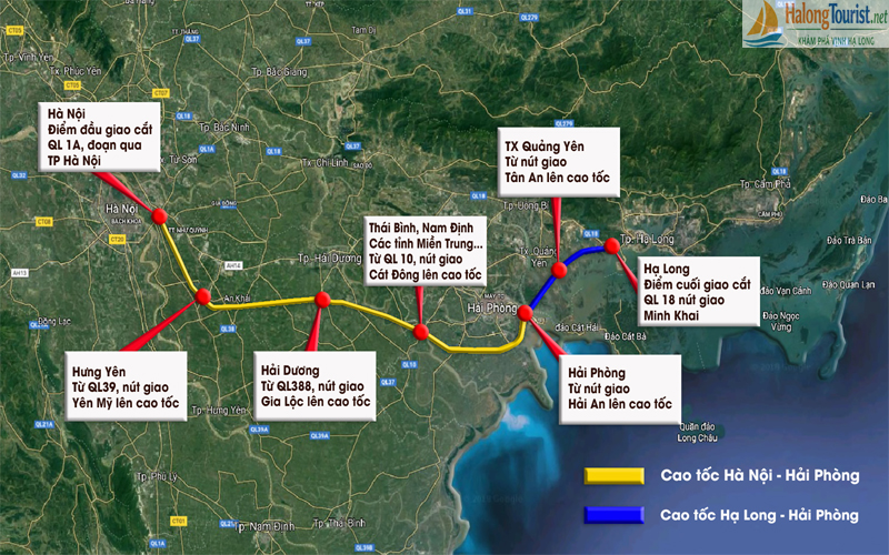Bản đồ tuyến cao tốc Hà Nội – Hạ Long mới nhất