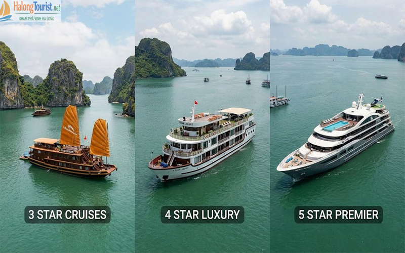 Các loại du thuyền 3 sao đến 6 sao tại Hạ Long