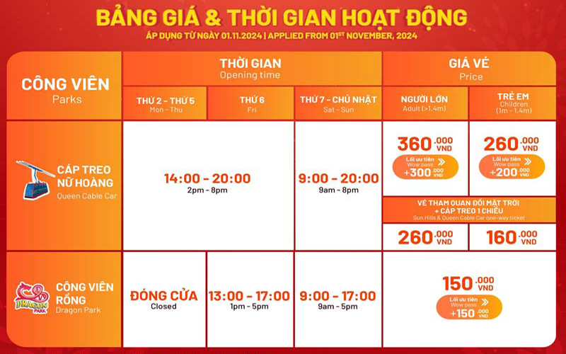 Giá vé cáp treo Nữ Hoàng Hạ Long mới nhất