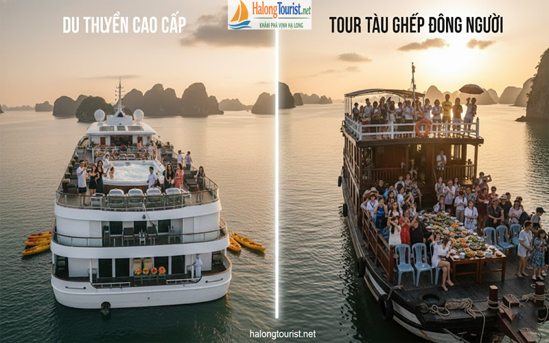 so sánh du thuyền Hạ Long 1 ngày và tour tàu ghép