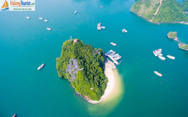 Đảo Ti Tốp Vịnh Hạ Long với bãi biển đẹp nhìn từ trên cao