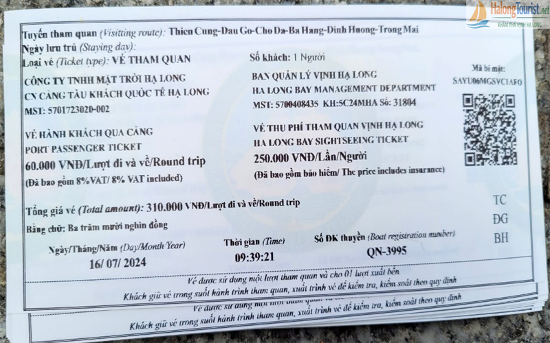 Vé tham quan Vịnh Hạ Long