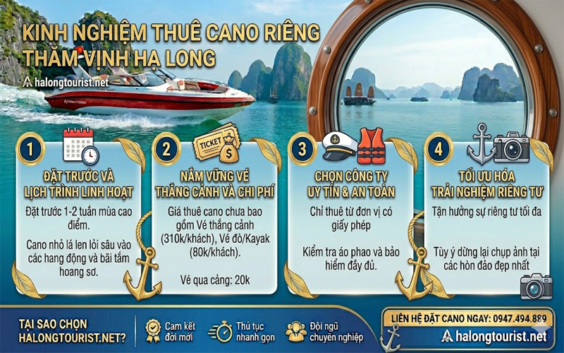 Kinh nghiệm thuê cano Hạ Long