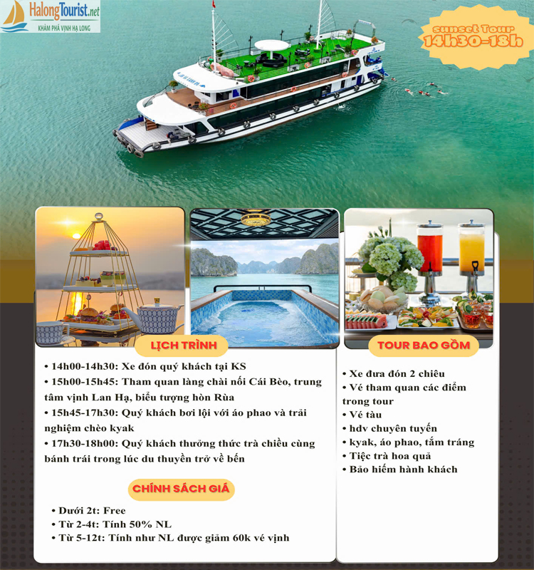 Tour ngắm hoàng hôn Vịnh Lan Hạ trọn gói