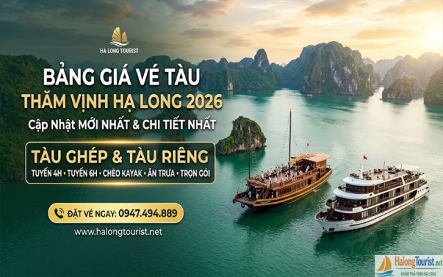 Bảng giá vé tàu ghép, tàu riêng thăm vịnh Hạ Long