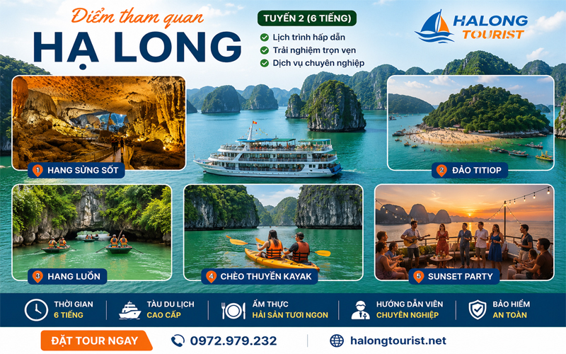 Điểm tham quan Vịnh Hạ Long trong lịch trình 6 tiếng ( tuyến 2)